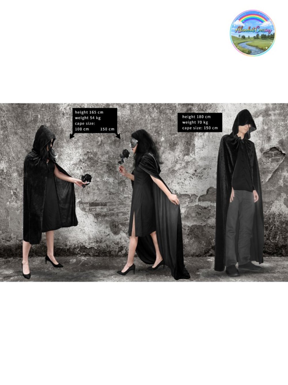 Unisex Velvet Long Cape Cloak for Halloween Cosplay Costume - Picture 6 of 6